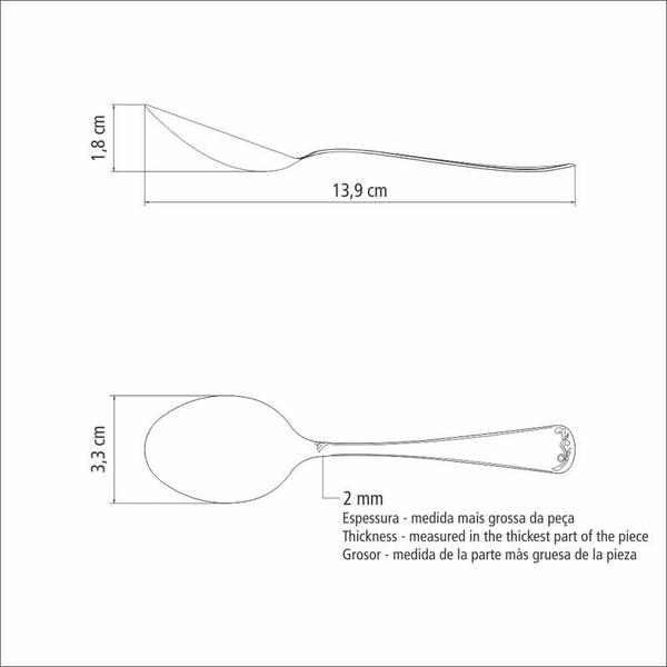 Imagem de Colher para chá tramontina sevilha em aço inox acabamento alto brilho com detalhes em alto relevo no cabo