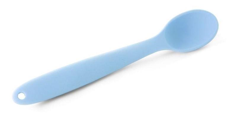 Colher Para O Bebe Flexível Azul Alimentação Infantil - MIMO STYLE Imagem de Colher Para O Bebe Flexível Azul Alimentação Infantil