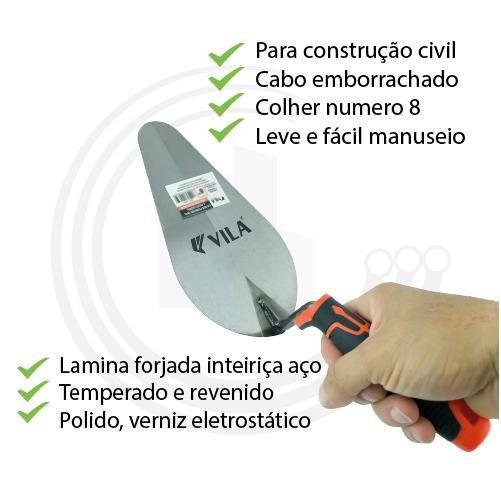 Imagem de Colher Para Pedreiro Oval Profissional Com Cabo Emborrachado n8