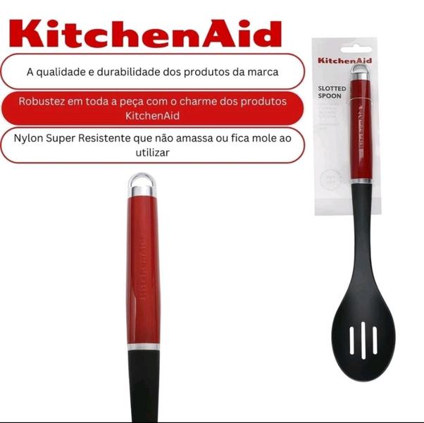 Colher Para Servir Perfurada C/ Alça Vermelho Kitchenaid Imagem de Colher Para Servir Perfurada C/ Alça Vermelho Kitchenaid