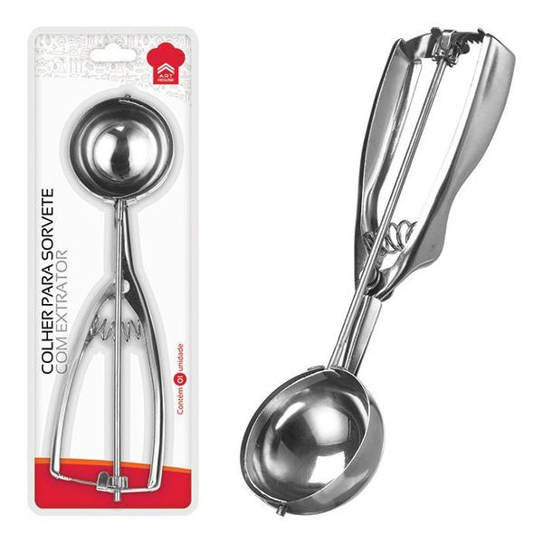 Colher para Sorvete Inox Ejetor com Mola 6cm - Deluxe - 2 - Coisaria Imagem de Colher para Sorvete Inox Ejetor com Mola 6cm - Deluxe - 2