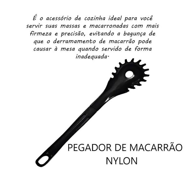 Imagem de Colher Pegador De Macarrão Nylon Talher Utensílio Preto 28Cm