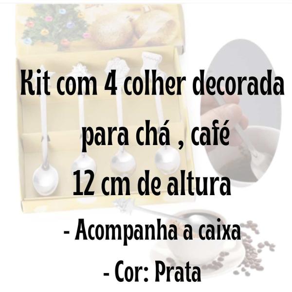 Imagem de Colher Pequena cor Prata para Natal Caixa com 4