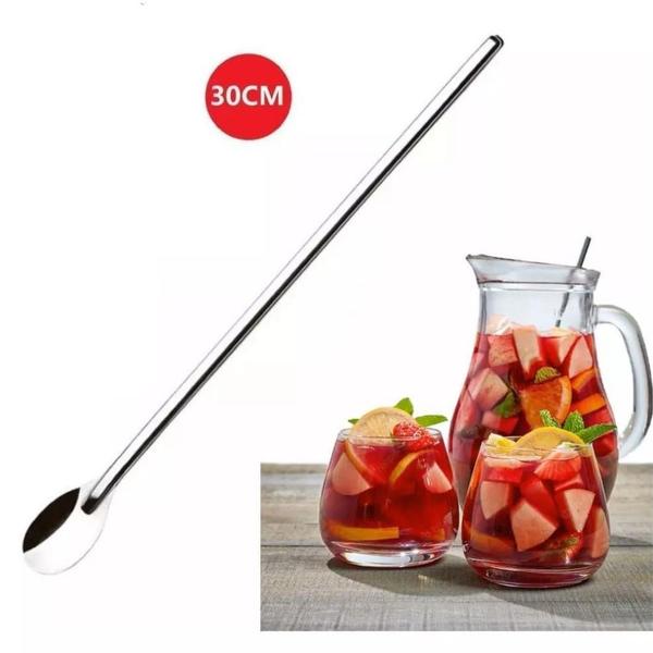 Imagem de COLHER PREMIUM INOX 30cm PARA SUCOS DRINKS E BATIDAS - KE HOME