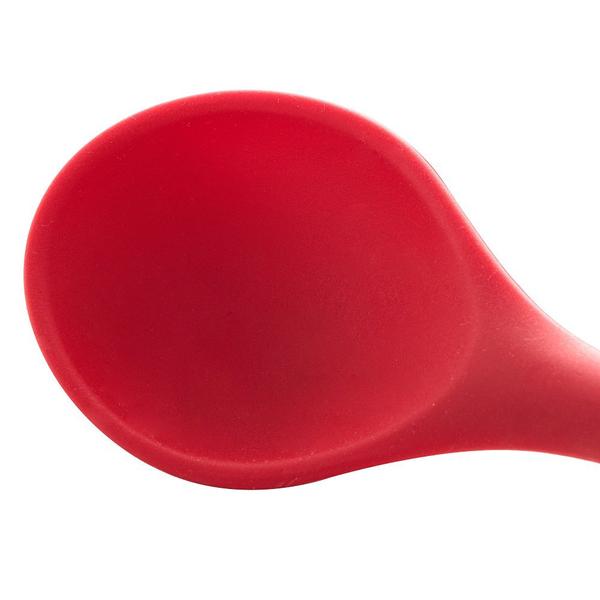 Imagem de Colher Silicone Cabo Bambu Charmy Vermelho 31,5cm Lyor