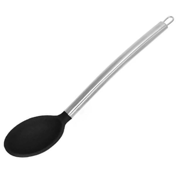 Imagem de Colher Silicone Cabo de Inox para Servir Arroz Utensilio de Silicone