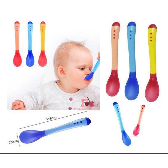 Imagem de Colher Térmica Infantil Muda Cor Silicone Bebe Alimentação Bpa Free Termosensivel