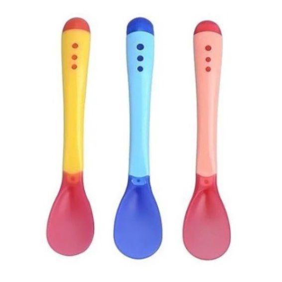 Imagem de Colher Térmica Infantil Muda Cor Silicone Bebe Alimentação Bpa Free Termosensivel