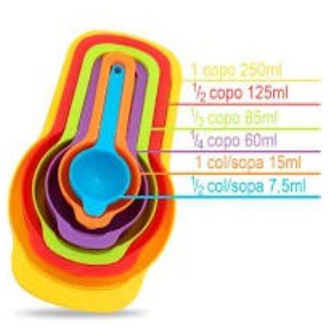 Imagem de Colheres Para Medir Ingredientes Cozinha Colorido 6 Un