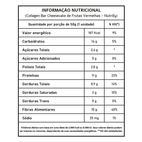 Collagen Bar Cheesecake De Frutas Vermelhas - Nutrify 10 Un. Imagem de Collagen Bar Cheesecake De Frutas Vermelhas - Nutrify 10 Un.