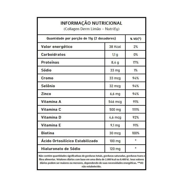 Imagem de Collagen Derm com Ácido Hialurônico Sabor Limão - Nutrify 330g