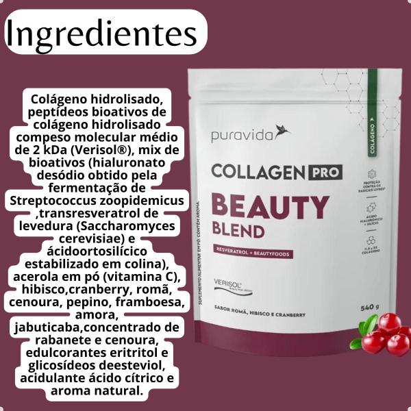 Imagem de Collagen Pro Beauty Blend Resveratrol Com Verisol 540g Pura Vida