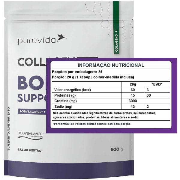 Imagem de Collagen Pro Body Support - 100% Bodybalance + Creatina - 500g - Neutro - Pura Vida