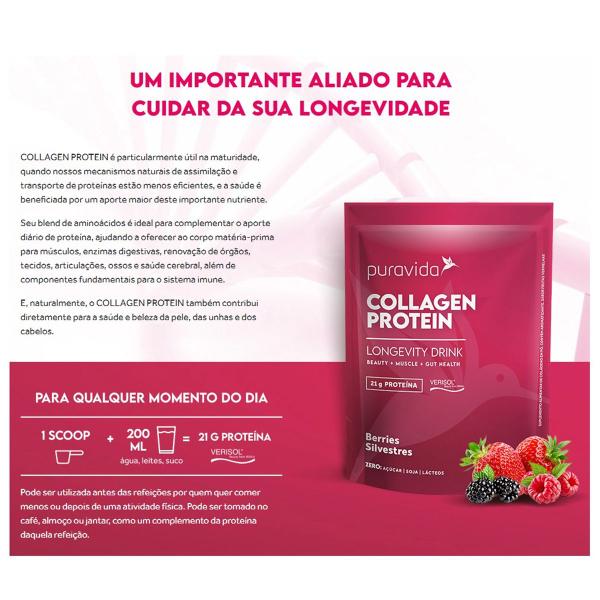 Imagem de Collagen Protein Berries 2,5g Verisol 21g Proteína Puravida 450g