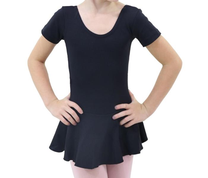 Imagem de Collant Ballet Manga Curta Com Saia Acoplada Sx Preto - Roupa Balé