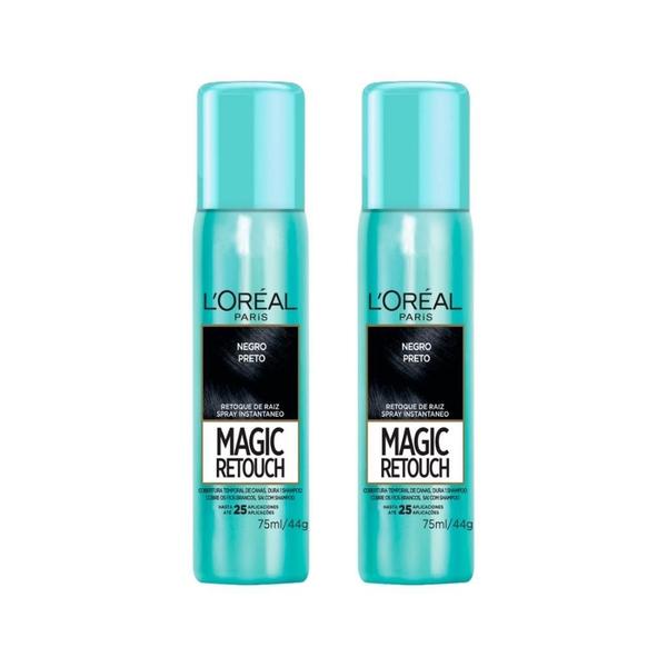 Imagem de Coloraçao Loreal Magic Retouch 75Ml Spray Preto - Kit 2Un