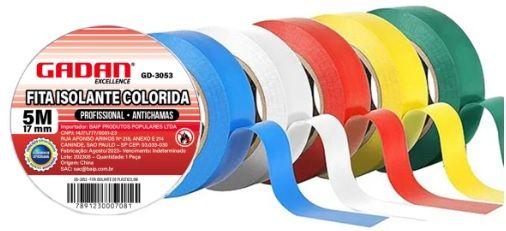 Imagem de COLORIDA FITA ISOLANTE ANTICHAMAS PROFISSIONAL 17mm x 5m - KIT 10