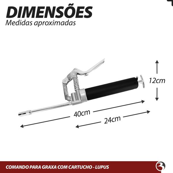 Imagem de Comando De Graxa Pistola Com Cartucho Lubrificação Rapida Graxadeira Lupus