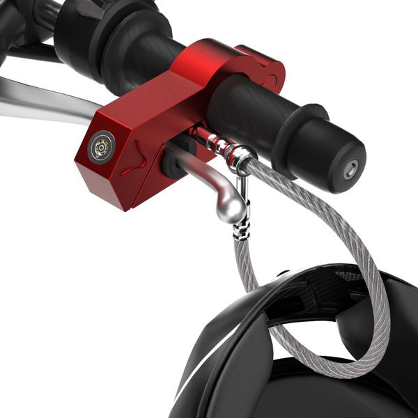 Imagem de Combinação de guidão e capacete Motorcycle Lock Oasser Red