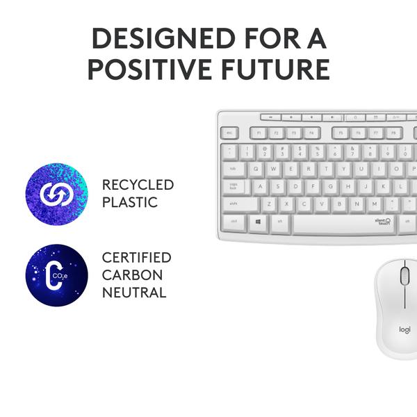 Imagem de Combinação de mouse e teclado sem fio Logitech MK295 Off White