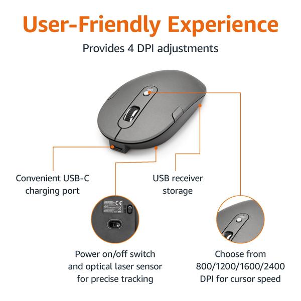 Imagem de Combinação de teclado e mouse Amazon Basics Recarregável