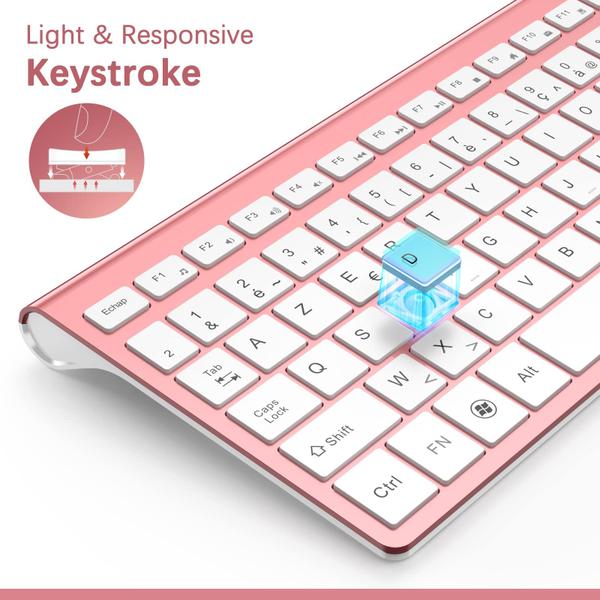 Imagem de Combinação de teclado e mouse JOYACCESS Ergonomic Wireless Rosa