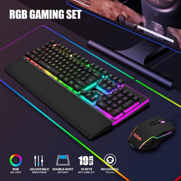 Imagem de Combinação de teclado e mouse para jogos RedThunder K10 RGB retroiluminado