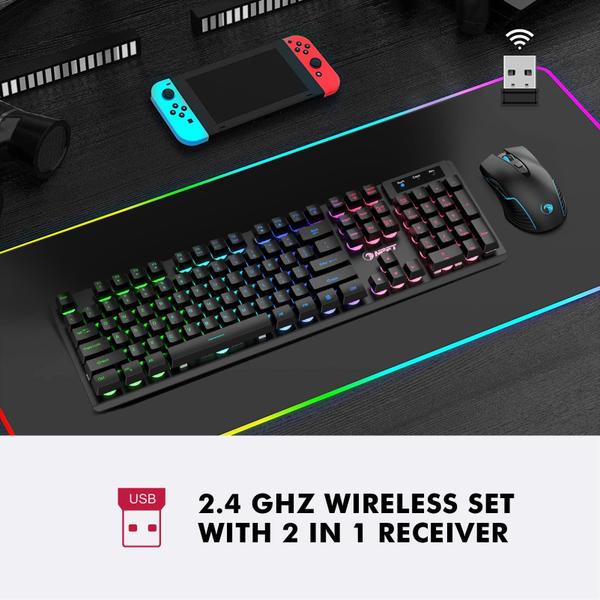 Imagem de Combinação de teclado e mouse para jogos sem fio NPET S21 RGB