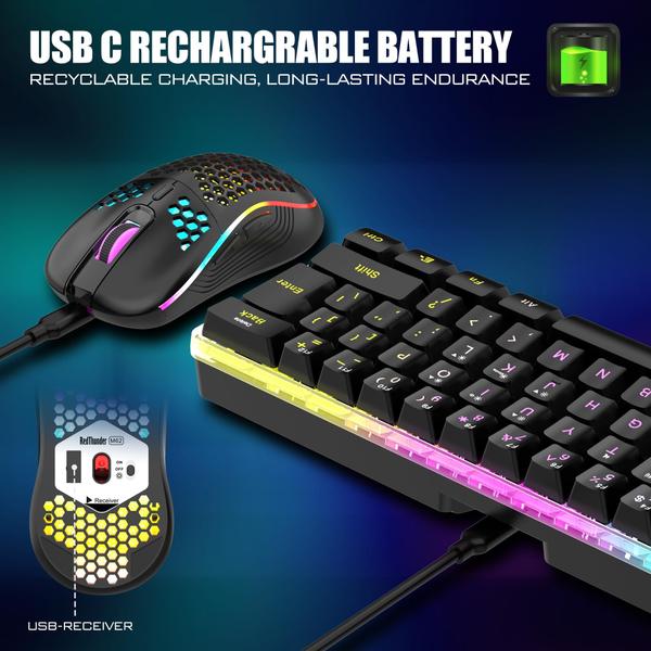 Imagem de Combinação de teclado e mouse para jogos sem fio RedThunder 60%