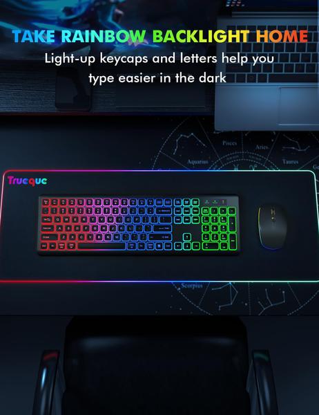 Imagem de Combinação de teclado e mouse sem fio Trueque RGB retroiluminado