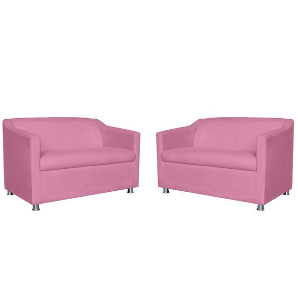 Imagem de Combo 02 Namoradeira Decorativa Tilla Pés Cromados Suede Rosa - DS Estofados