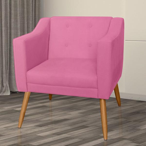 Imagem de Combo 02 Poltrona Decorativa Lavinia Pés Palito Suede Rosa - DS Estofados