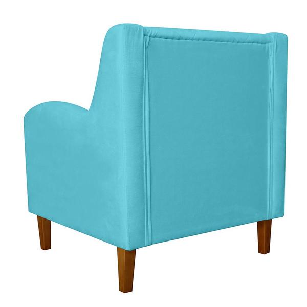 Imagem de Combo 02 Poltrona Decorativa Munique Pés Trapézio Suede Azul Turquesa - DS Estofados