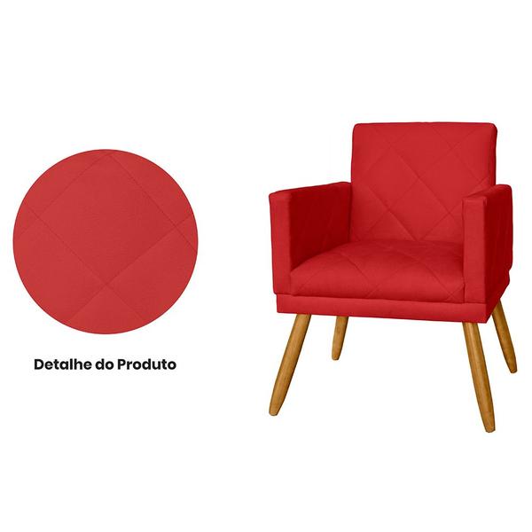 Imagem de Combo 02 Poltrona Decorativa Pés Palito Nina Estilo Matelassê Vermelho - DS Estofados