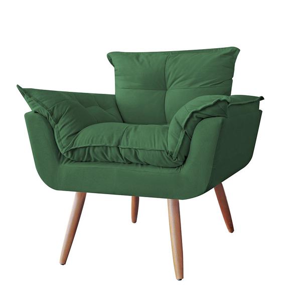 Imagem de Combo 02 Poltronas Decorativa Opalla Pés Palito Suede Verde - DS Estofados