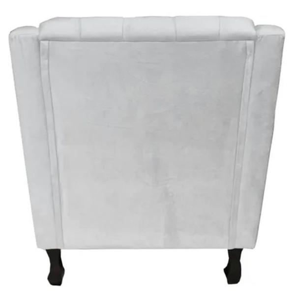 Imagem de Combo 02 Poltronas Decorativa Pés Luis XV Gênises Encosto Estilo Capitonê Suede Branco - DS Estofados