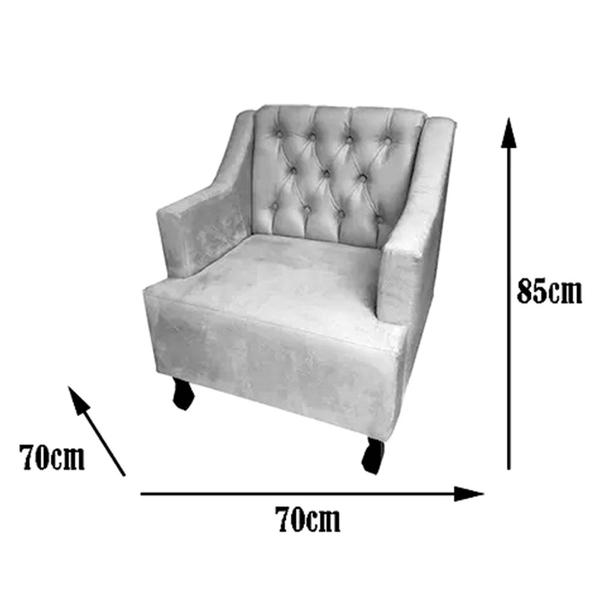 Imagem de Combo 02 Poltronas Decorativa Pés Luis XV Gênises Encosto Estilo Capitonê Suede Branco - DS Estofados