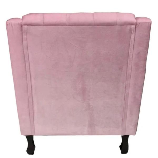 Imagem de Combo 02 Poltronas Decorativa Pés Luis XV Gênises Encosto Estilo Capitonê Suede Rosa - DS Estofados