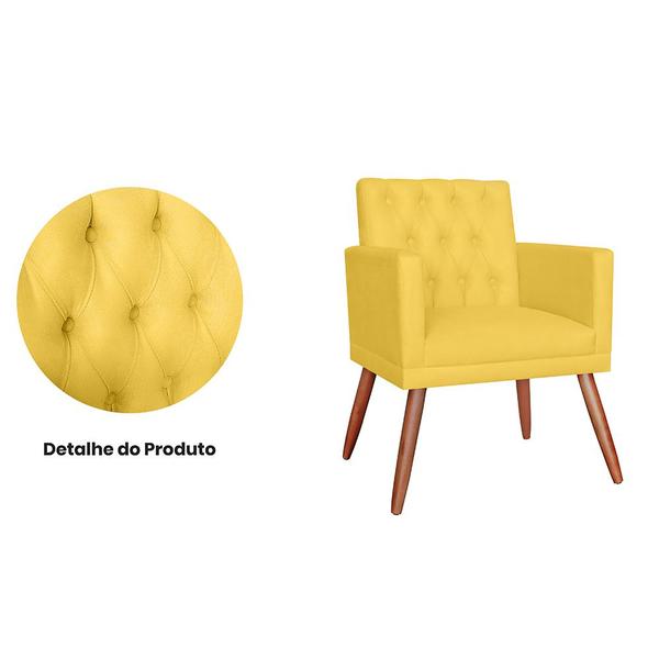 Imagem de Combo 02 Poltronas Decorativa Pés Palito Nina Encosto Estilo Capitonê Amarelo - DS Estofados