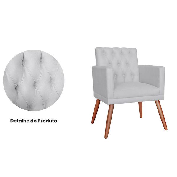 Imagem de Combo 02 Poltronas Decorativa Pés Palito Nina Encosto Estilo Capitonê Branco - DS Estofados