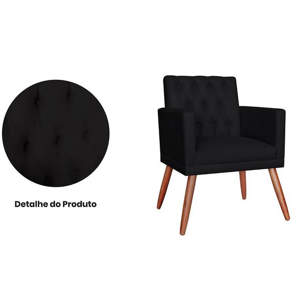 Imagem de Combo 02 Poltronas Decorativa Pés Palito Nina Encosto Estilo Capitonê Preto - DS Estofados