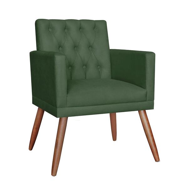 Imagem de Combo 02 Poltronas Decorativa Pés Palito Nina Encosto Estilo Capitonê Verde - DS Estofados