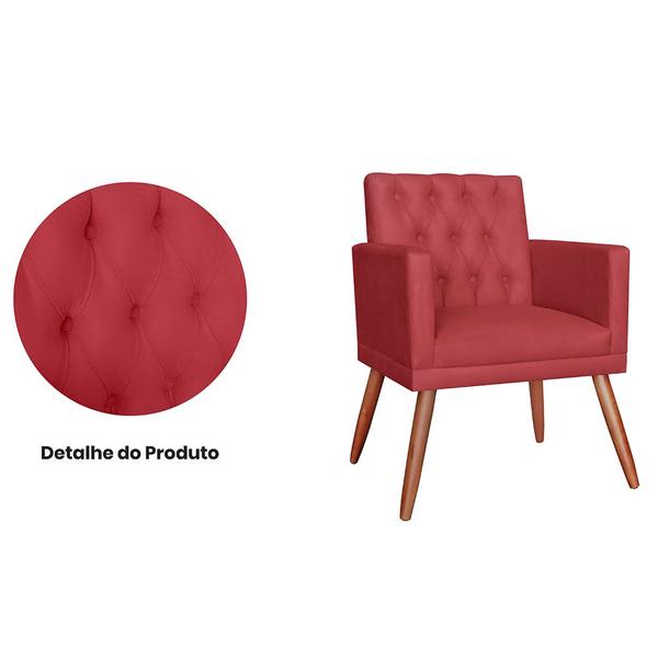 Imagem de Combo 02 Poltronas Decorativa Pés Palito Nina Encosto Estilo Capitonê Vermelho - DS Estofados