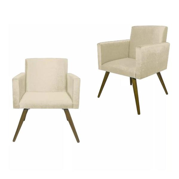 Imagem de Combo 02 Poltronas Decorativa Pés Palito Nina Suede Bege - DS Estofados