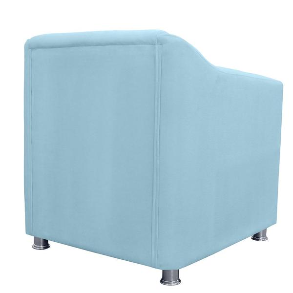 Imagem de Combo 02 Poltronas Decorativa Tilla Pés Cromados Suede Azul Turquesa - DS Estofados