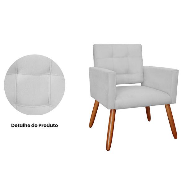 Imagem de Combo 02 Poltronas Decorativas Camila Pés Palito Suede Branco - DS Estofados