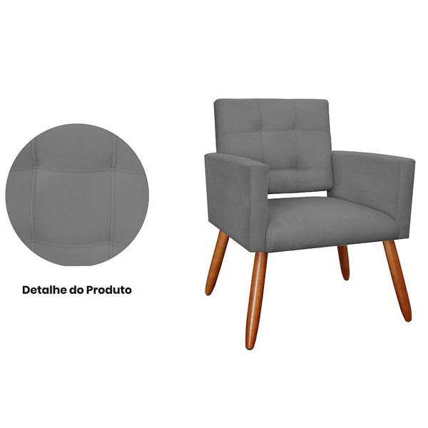 Imagem de Combo 02 Poltronas Decorativas Camila Pés Palito Suede Cinza - DS Estofados