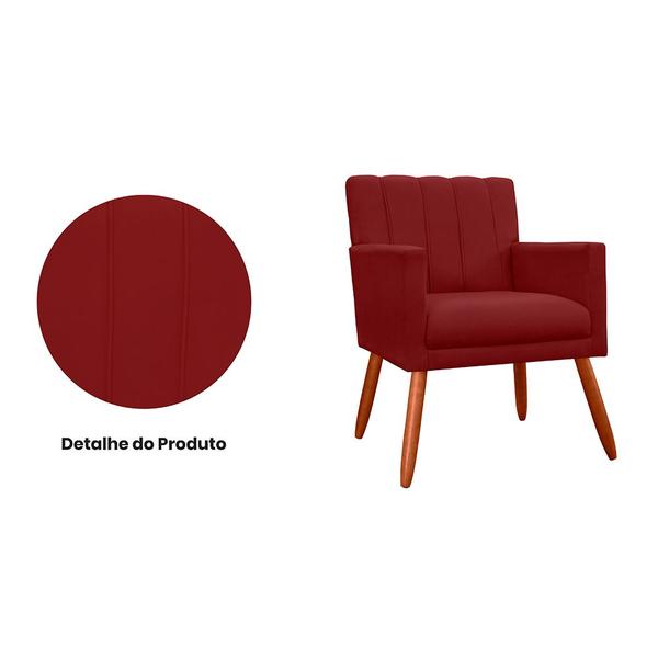 Imagem de Combo 02 Poltronas Decorativas Cecilia Pés Palito Suede Bordô - DS Estofados