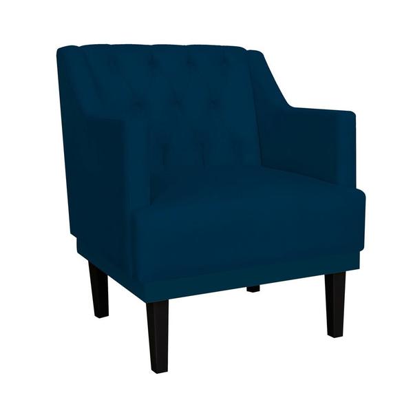 Imagem de Combo 02 Poltronas Decorativas Clássica Pés Trapézio Suede Azul Marinho - DS Estofados