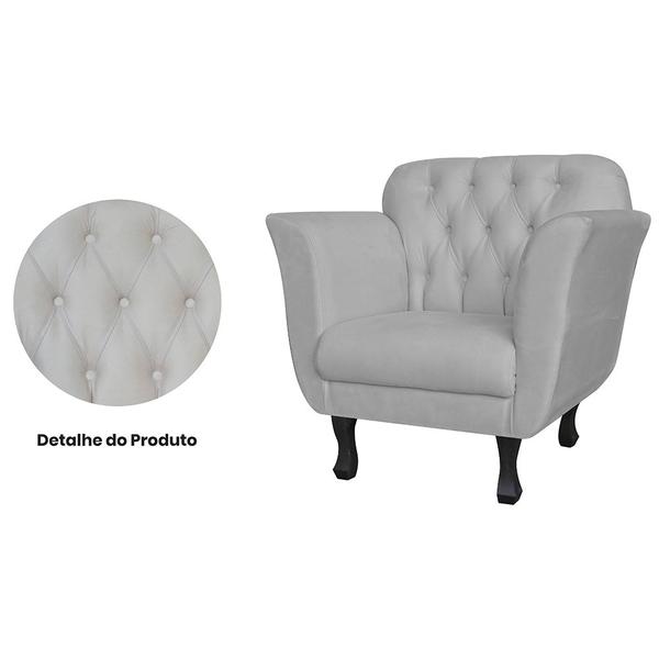 Imagem de Combo 02 Poltronas Decorativas Helena Pés Luís XV Suede Branco - DS Estofados